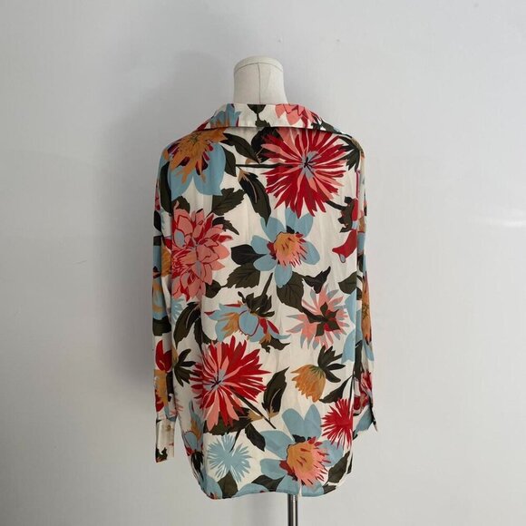 Zara Bold Floral Button Up Blouse  | Multicolor | Womens Size Small - Picture 3 of 4